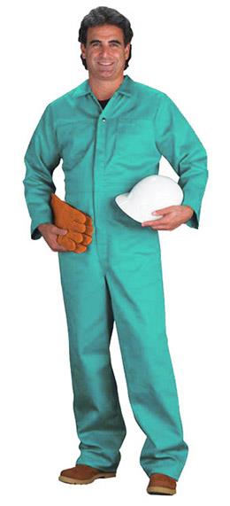 GREEN 9 OZ FR COTTON COVERALL - Welding Apparel